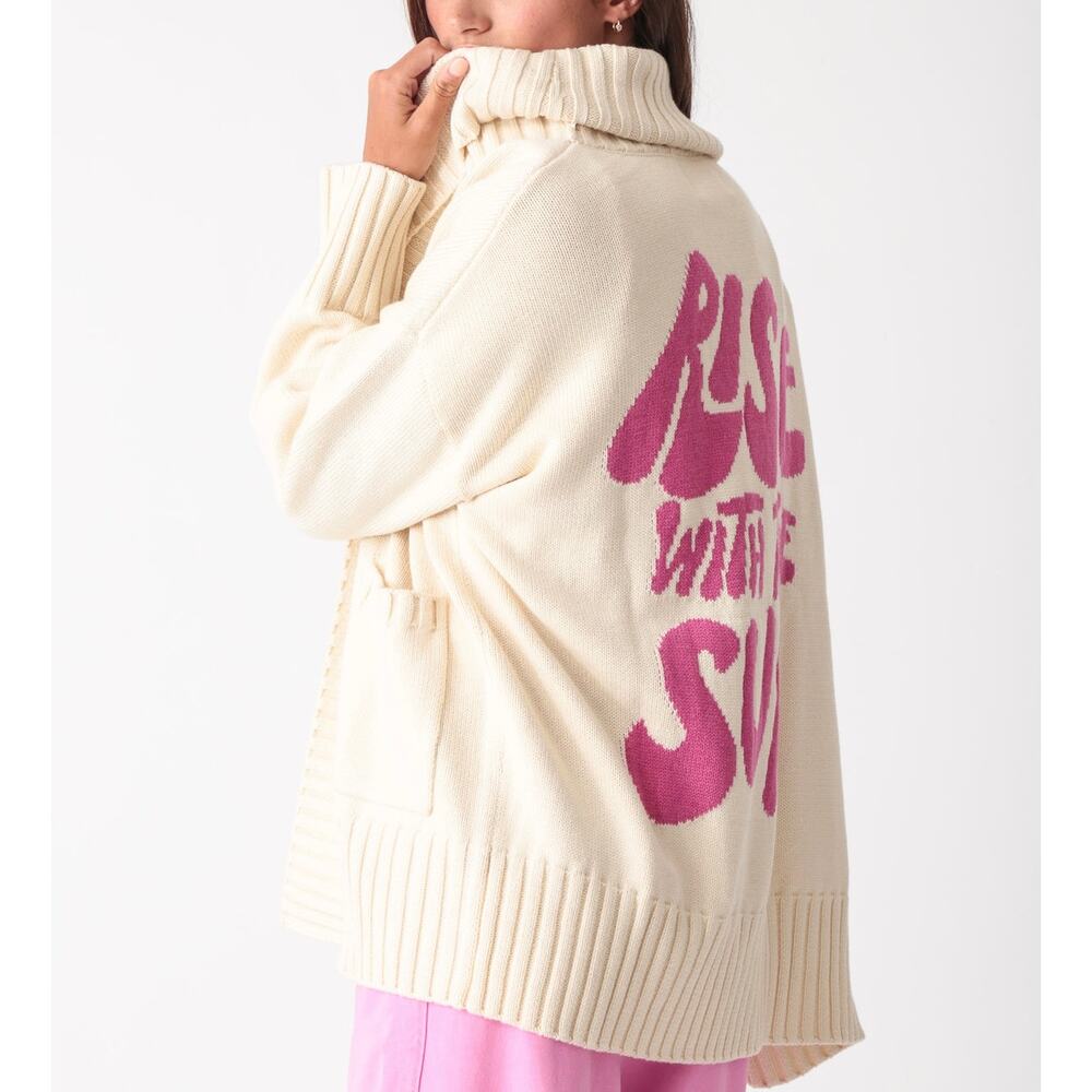 Electric & Rose Oversized Chunky Cashmere Blend Shay Cardigan Sweater S
